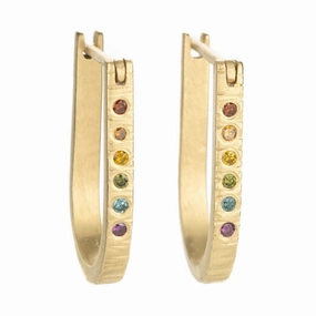 Chic Contour Traveler Huggie Hoops - 18ky Gold   Colored Diamonds