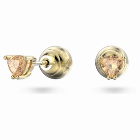 Soft Style Swarovski Chroma stud earrings, Orange, Gold-tone plated