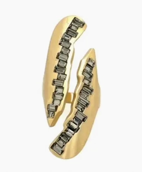 Shiny Embellishments Accent Piece Oval Crack Baguette Crystal Ring