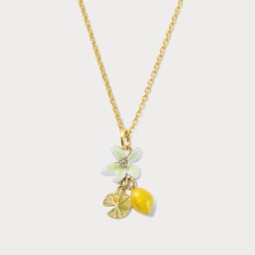 Mother Detail Flower Lemon Pendant Necklace
