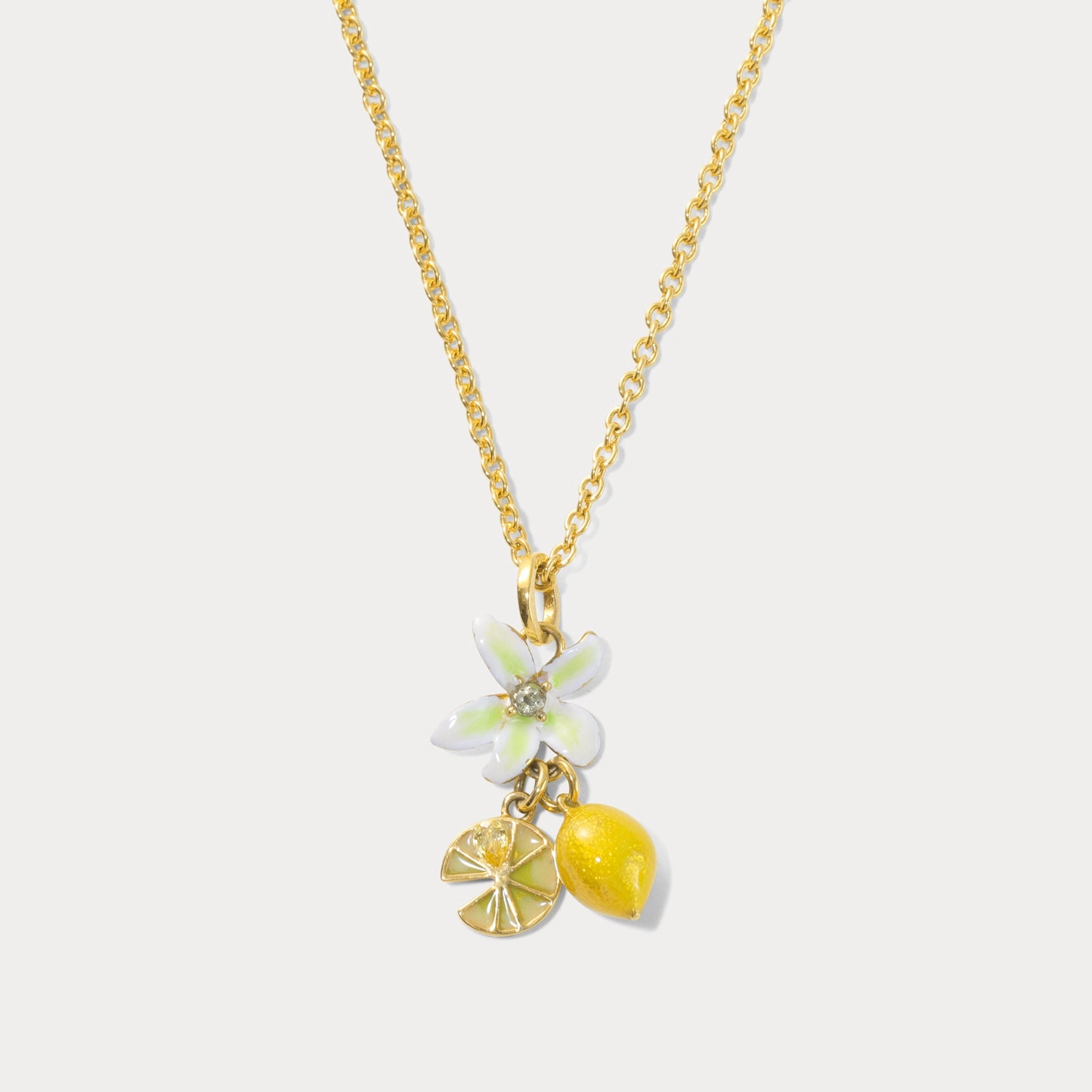 Mother Detail Flower Lemon Pendant Necklace