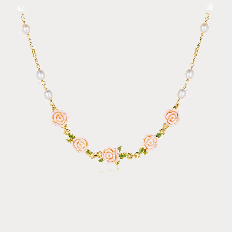 Weak Piece Champagne Rose Pearl Necklace