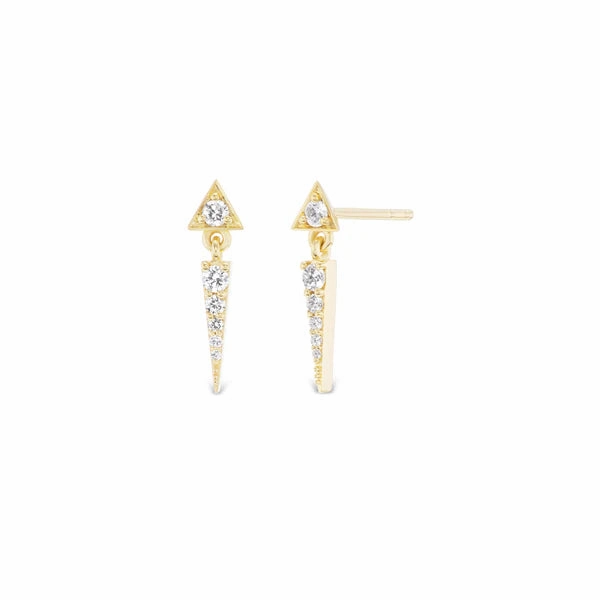 Subtle Finish Summit Triangle Dangle Earrings - 18k Gold   Diamonds