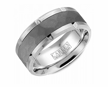 Special Moment Chic Style Carlex Textured 9mm Wedding Ring in 14K White Gold/Tantalum
