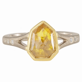 Formal Fashion Clean Vibe 1.75 ctw Yellow Shield Rose Cut Diamond - 18ky/18kpw Gold   VS Diamonds