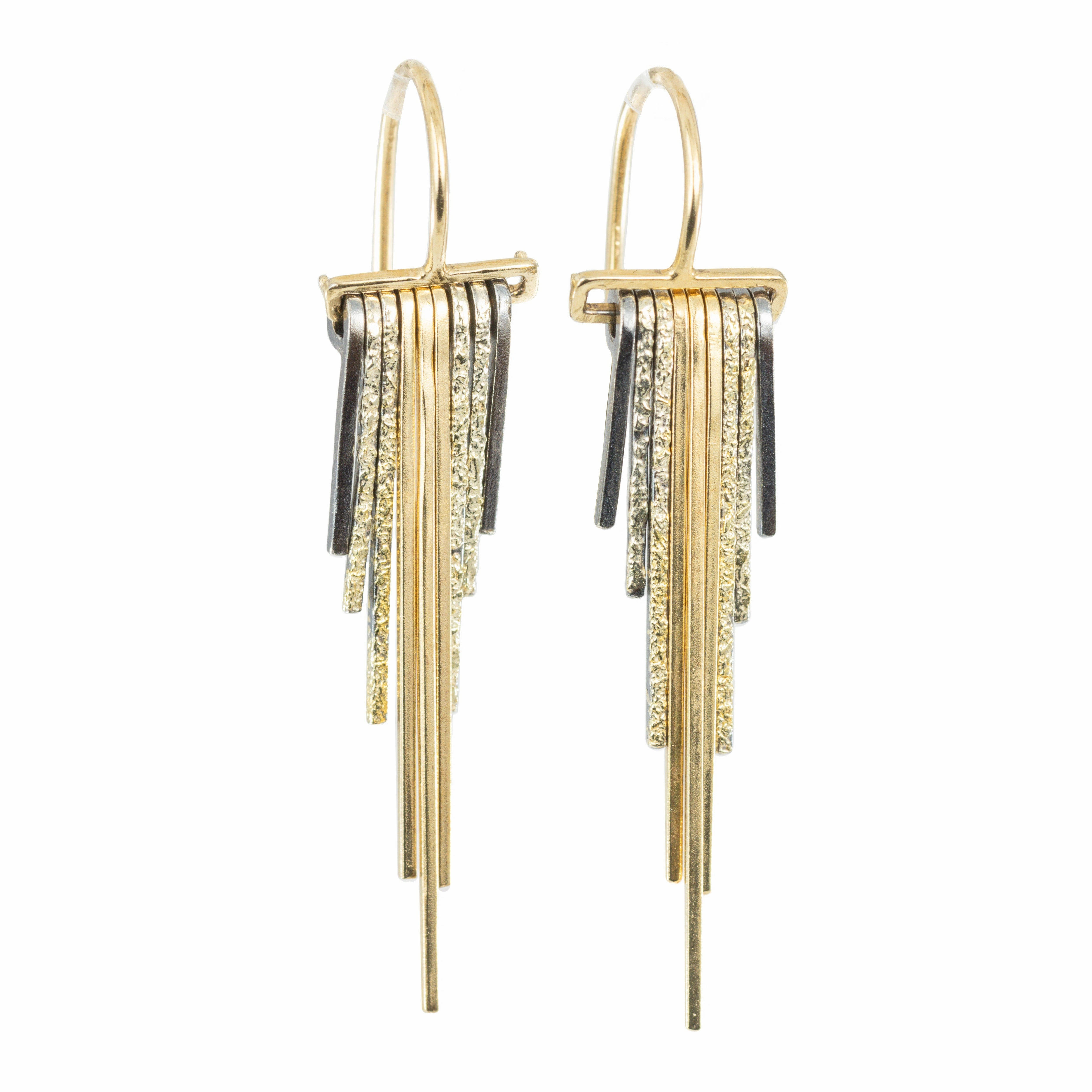 Mini Decidedly Deco Earrings - 22k/18k Gold, Oxidized Silver Soft feature Effortless Finish