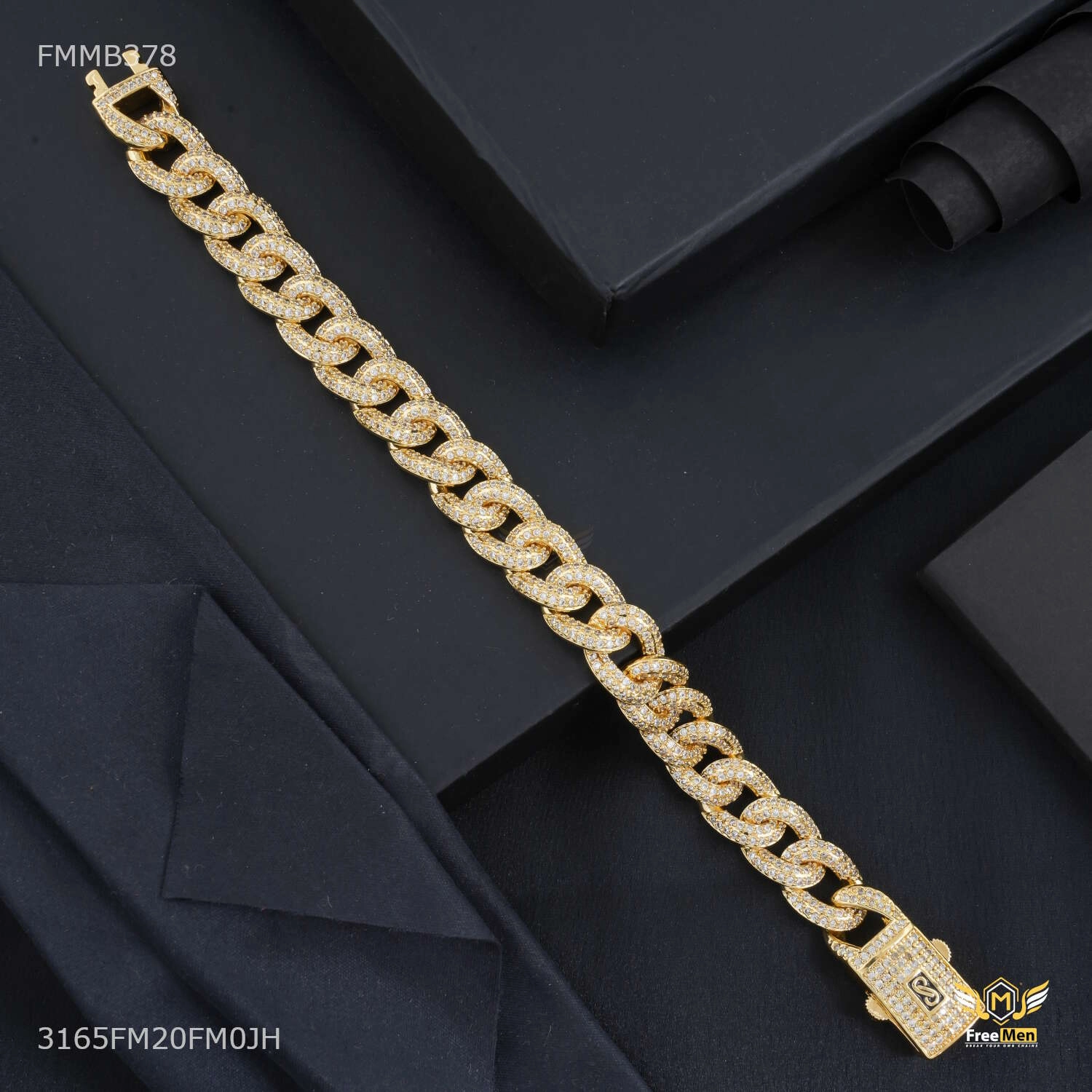 Dainty Accent Luxury Vibe Luxury Ring to Ring Dimonds Bracelet for Men - FMMB379