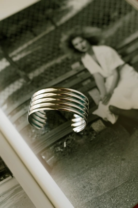 True Shine Ridged Cuff Bracelet ?C Silver