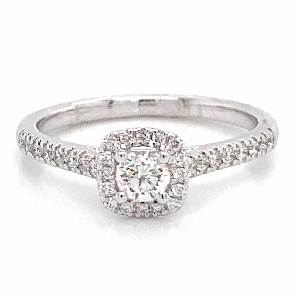 Round Center Diamond Engagement Ring in 14K White Gold (0.50ctw) Attractive Appearance 21st Century