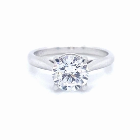 Custom Token Luxury Gift Round Center Solitaire Diamond Engagement Ring Setting in 14K White Gold/Platinum
