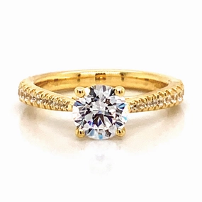 Versatile Accessory Ribbon Winner Round Diamond Engagement Ring Setting in Yellow Gold