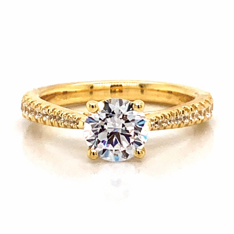 Versatile Accessory Ribbon Winner Round Diamond Engagement Ring Setting in Yellow Gold