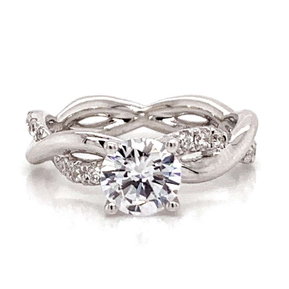 Personal Favorite standard size Round Diamond Twist Engagement Ring Setting in White Gold