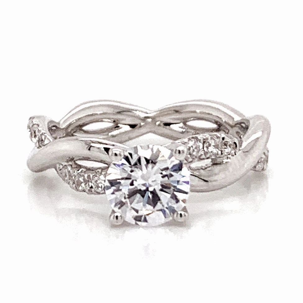 Round Diamond Twist Engagement Ring Setting in White Gold for all ages