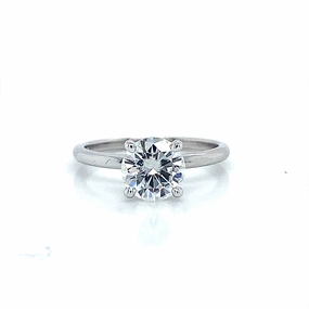 Casual Structure Round Moissanite Engagement Ring in 14K White Gold