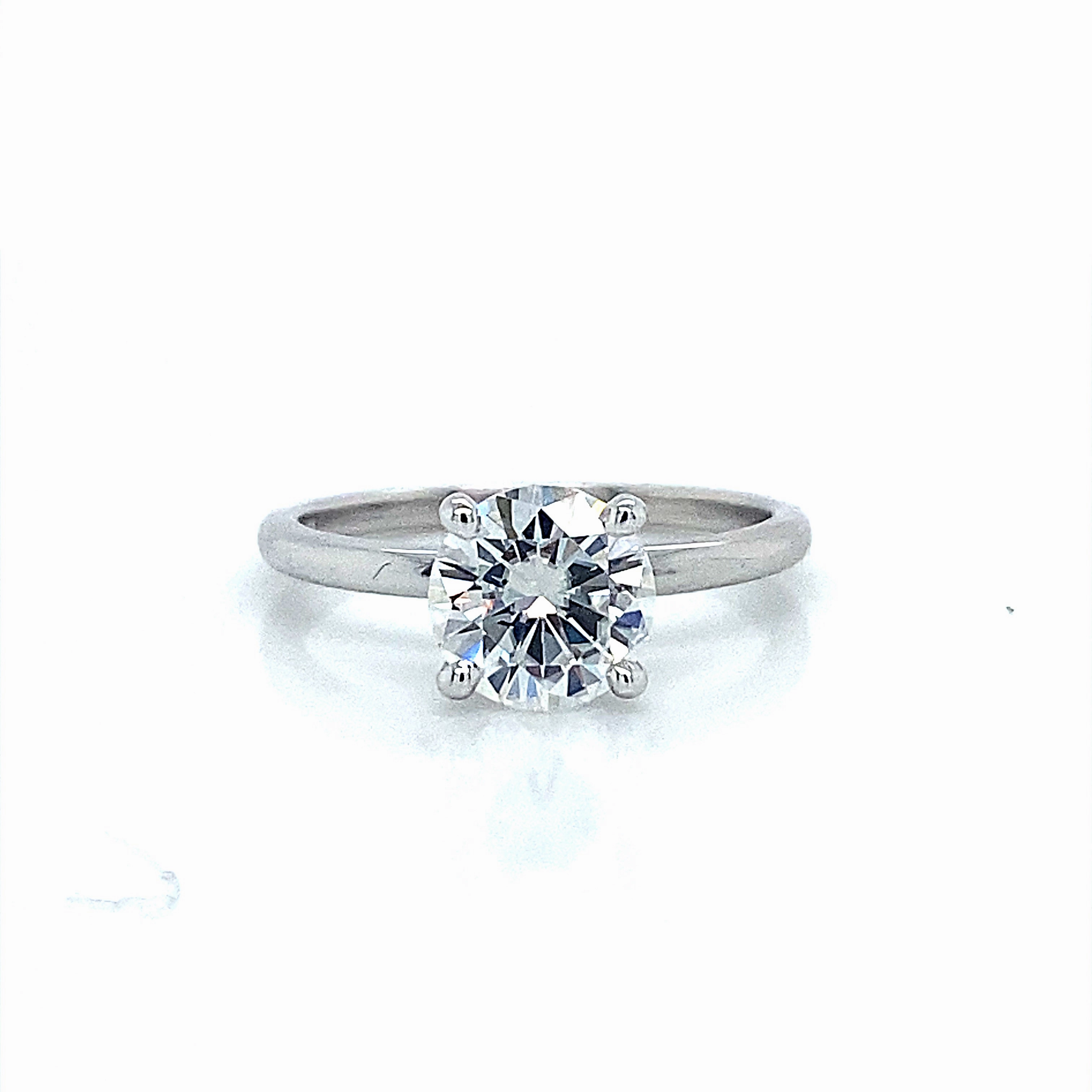 Casual Structure Round Moissanite Engagement Ring in 14K White Gold