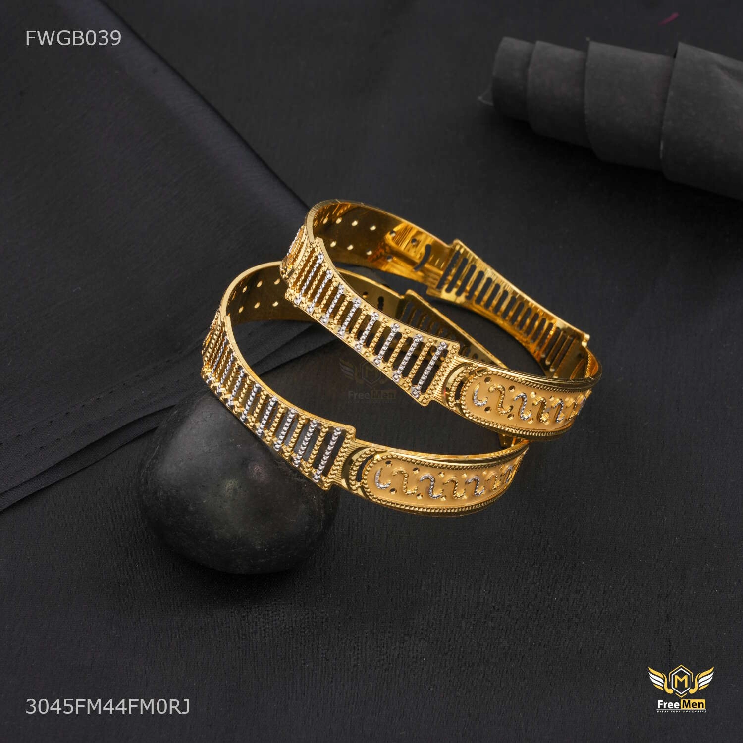 Royal Crest Rhodium Bangles For Women - FWGB039 Vogue Accent