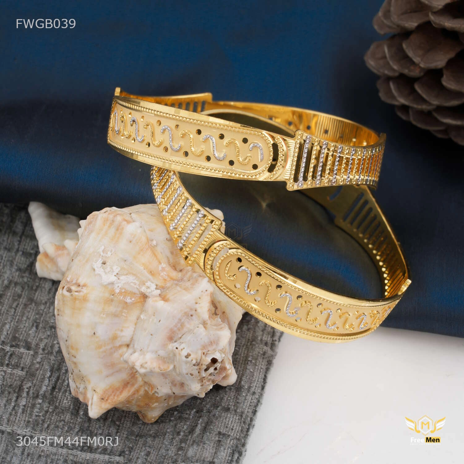 Royal Crest Rhodium Bangles For Women - FWGB039 Trend Setter