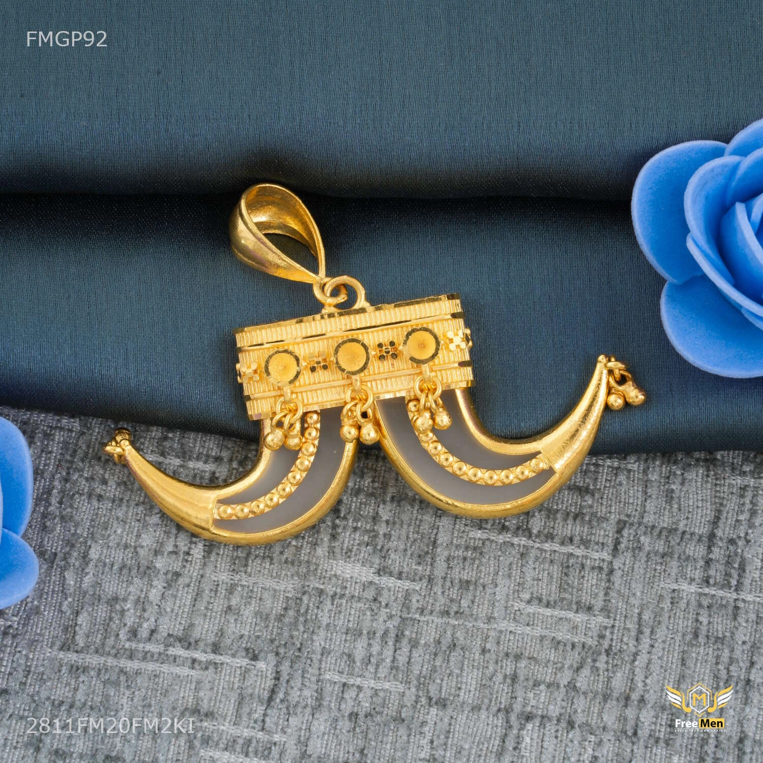 Royal Golden Balls Dual Nail Pendent for Men - FMGP92 Fashionable Shine