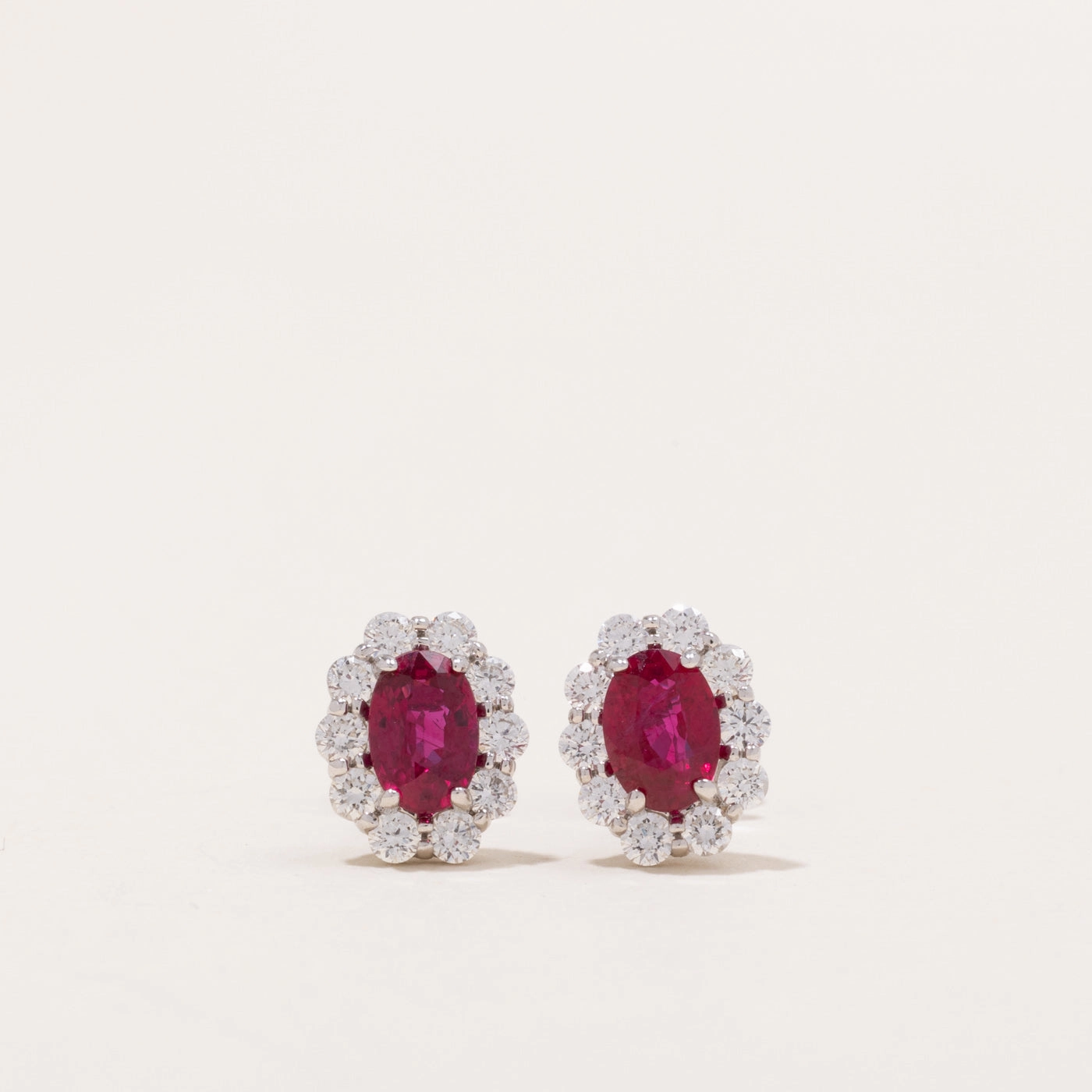 Ruby & Diamond Halo Earrings | 1.00ctw, 0.50ctw | Modern Shape