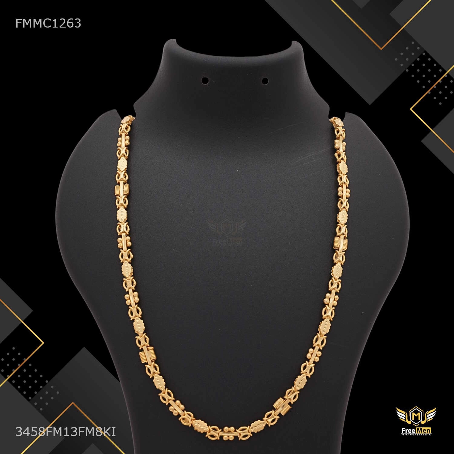 Spring Pipe with Shini Leaf Chain for Man - FMMC1263 Expressive Accent Polished Style