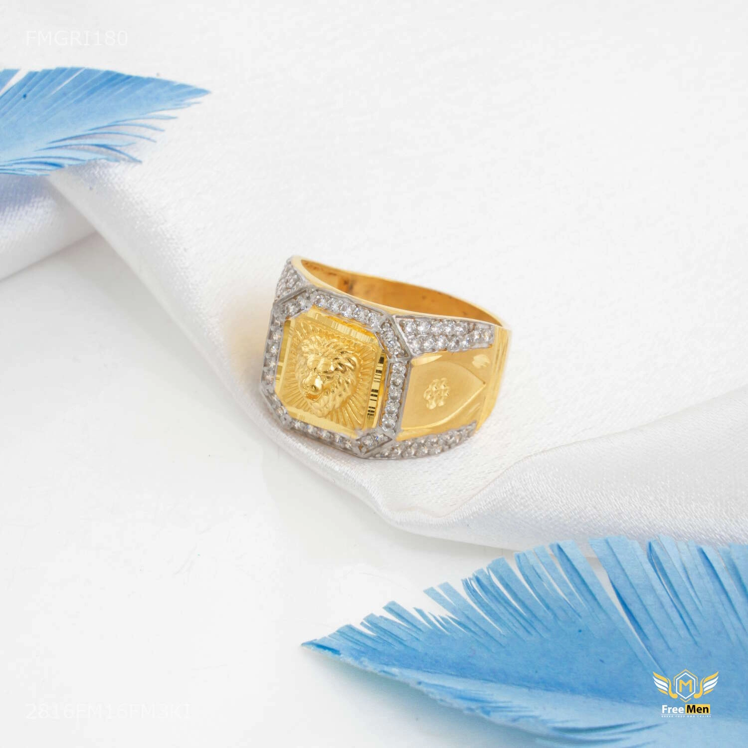 Lion Face with AD 1gm Gold plated ring design for men - FMGRI180 Alluring Accent Refined Detailing