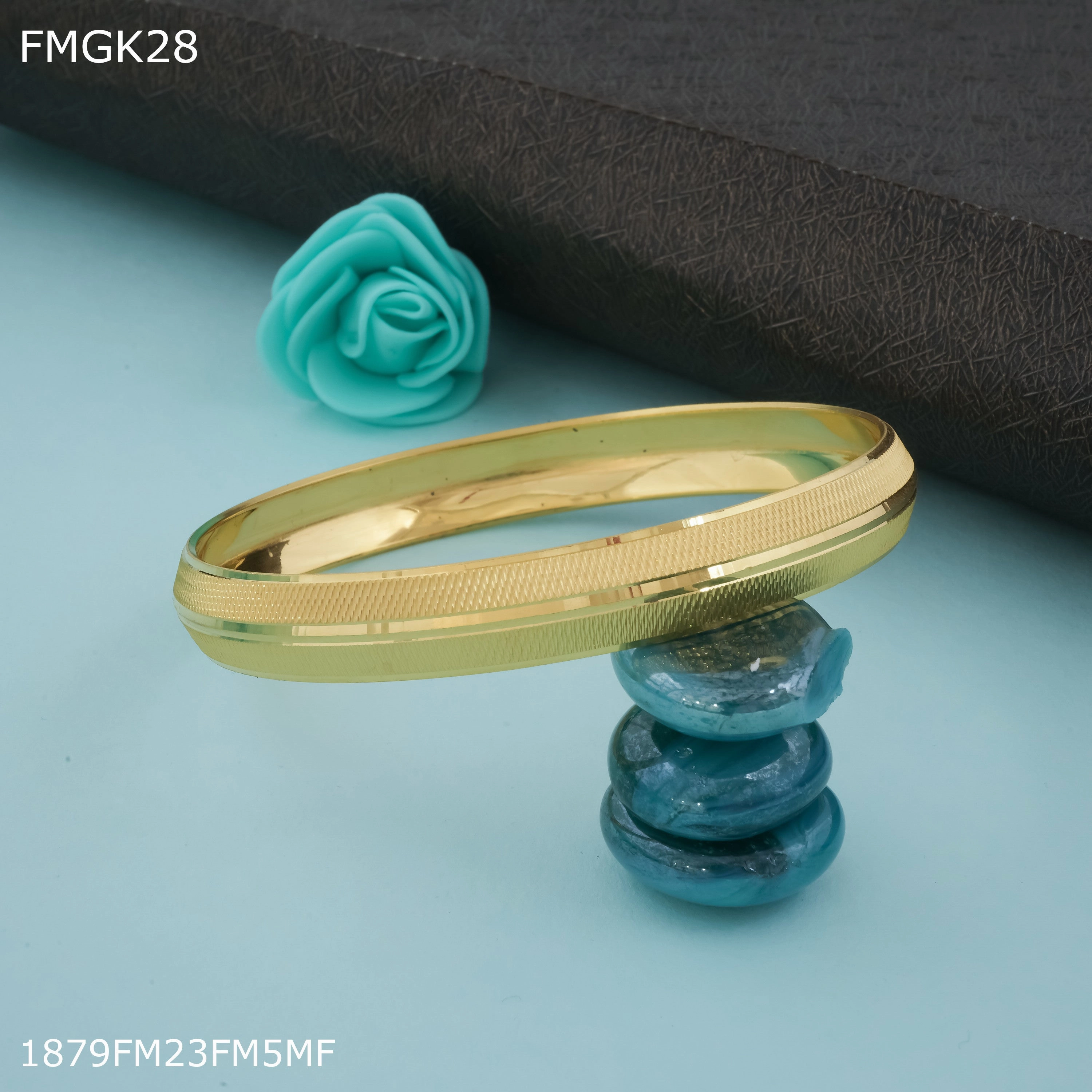 Freemen Parallel lines Pamjabi gold plated Kada  - FMGK28 Rich Detailing