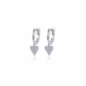 Zoom Focus Bridal Ready Lafonn Mini Dangling Heart Huggie Earrings