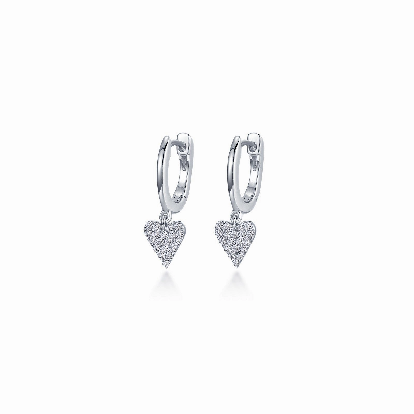 Zoom Focus Bridal Ready Lafonn Mini Dangling Heart Huggie Earrings