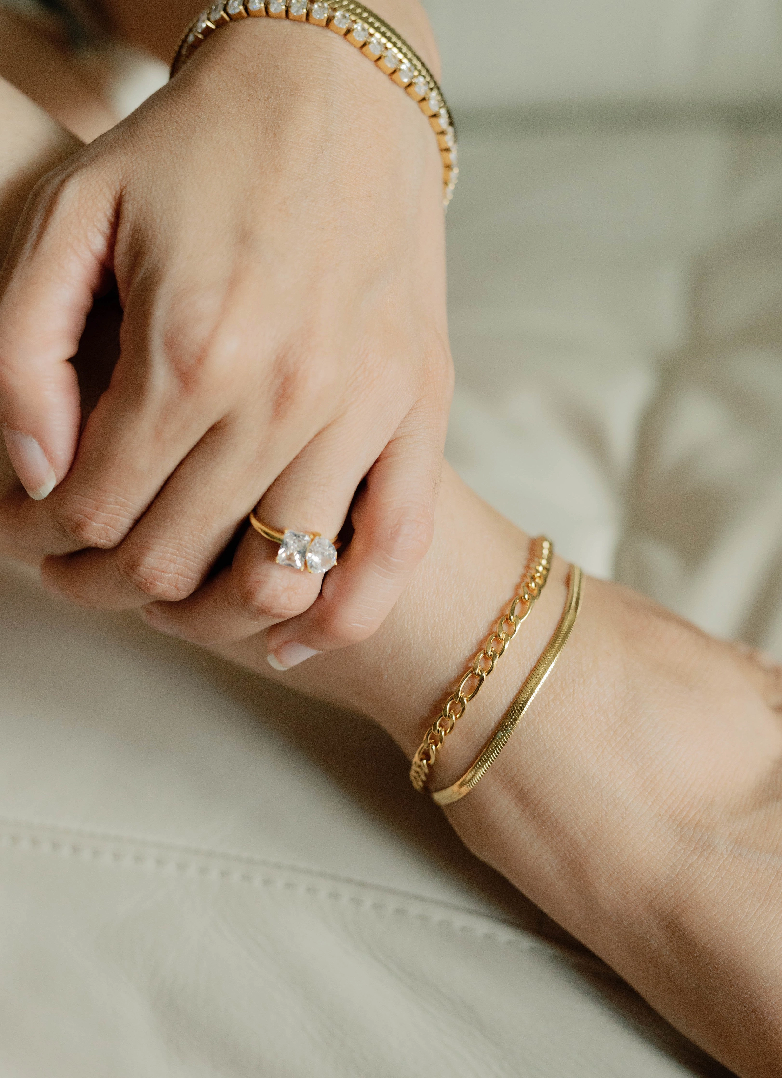 Pear & Emerald Duo Ring Bold Design