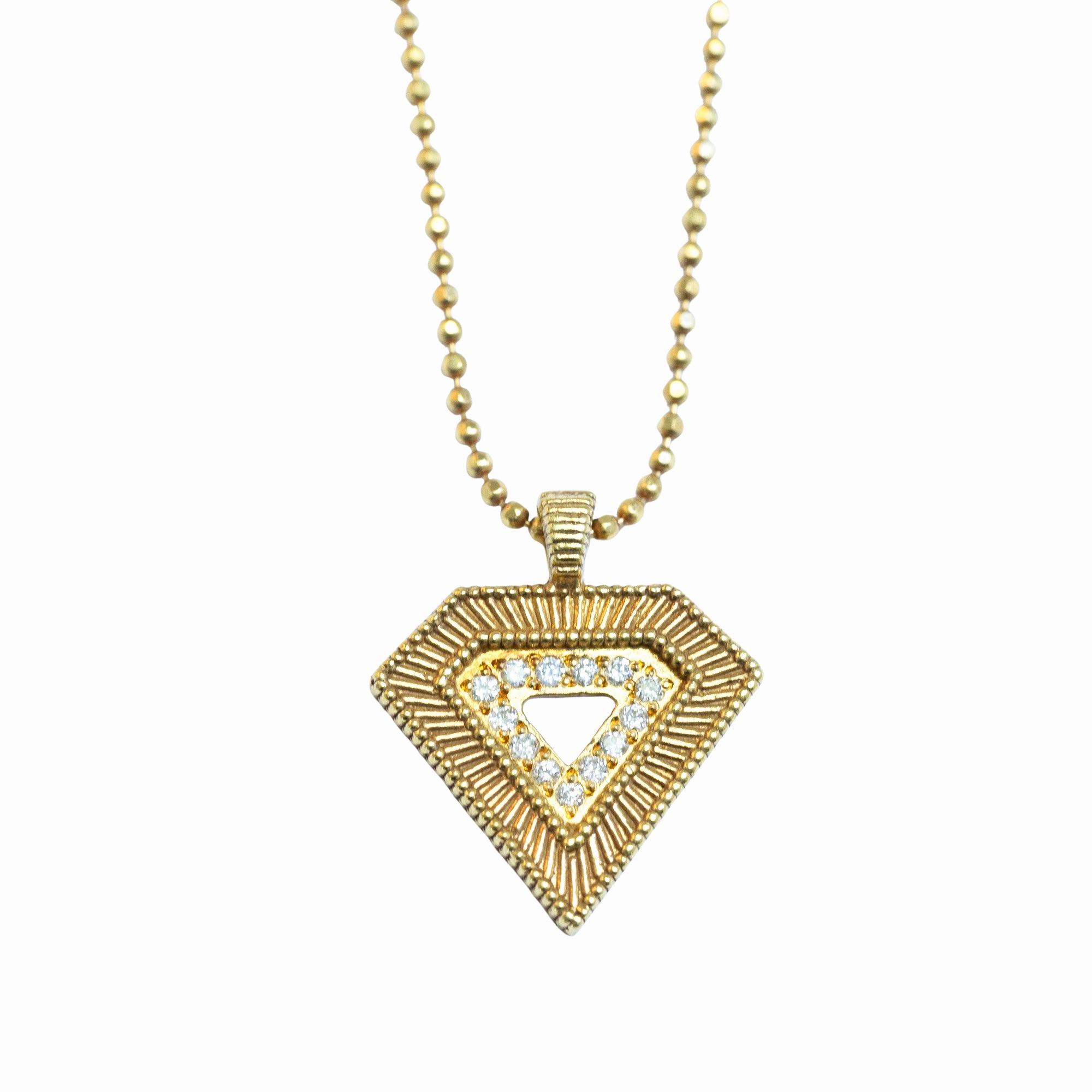 Shield Pendant - 18k Yellow Gold   Diamonds Luxe Shine Shiny Style