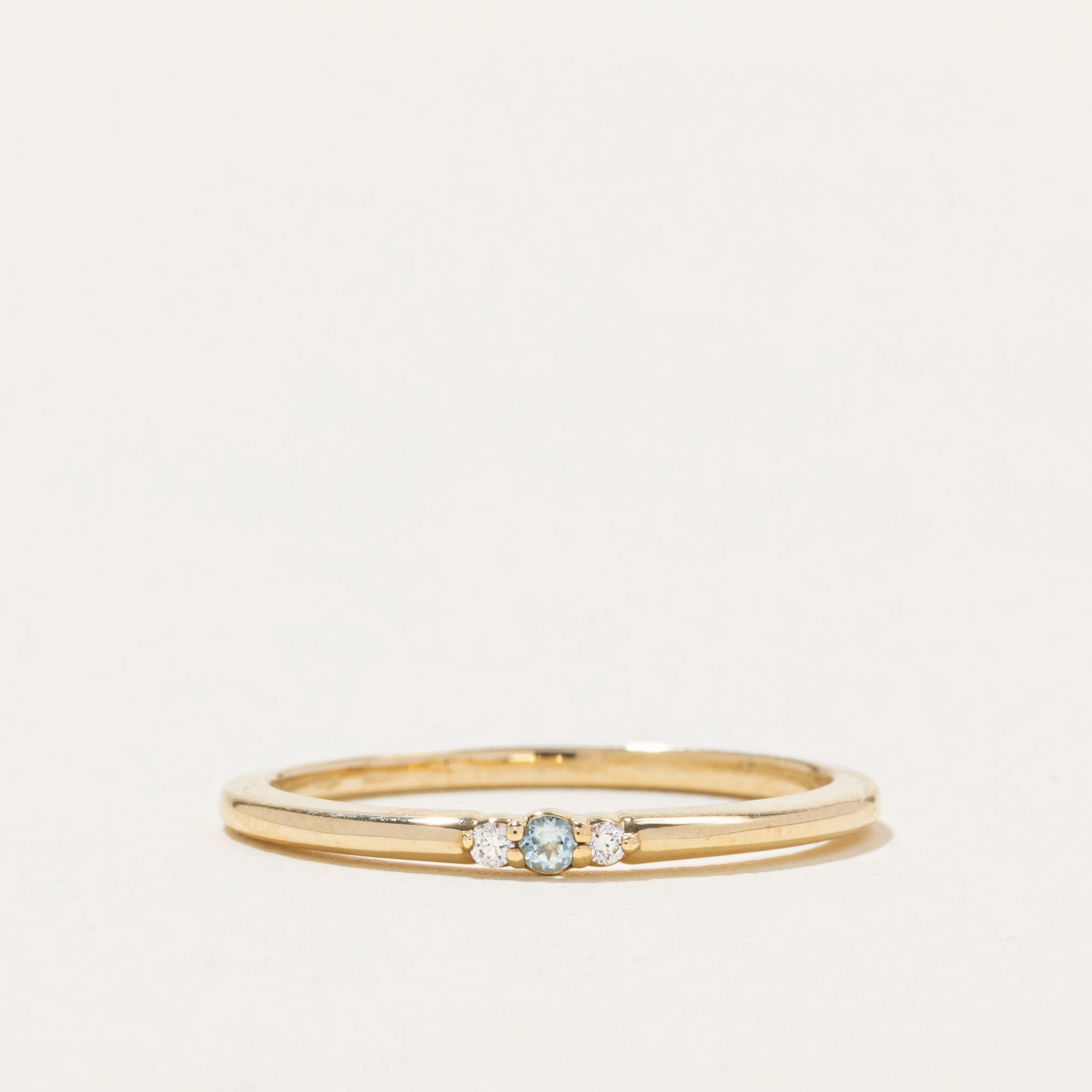 '100 Ways' Three-Stone Diamond & Aquamarine Ring | 0.006ctw, 0.004ct | SZ 7 Sleek Edge