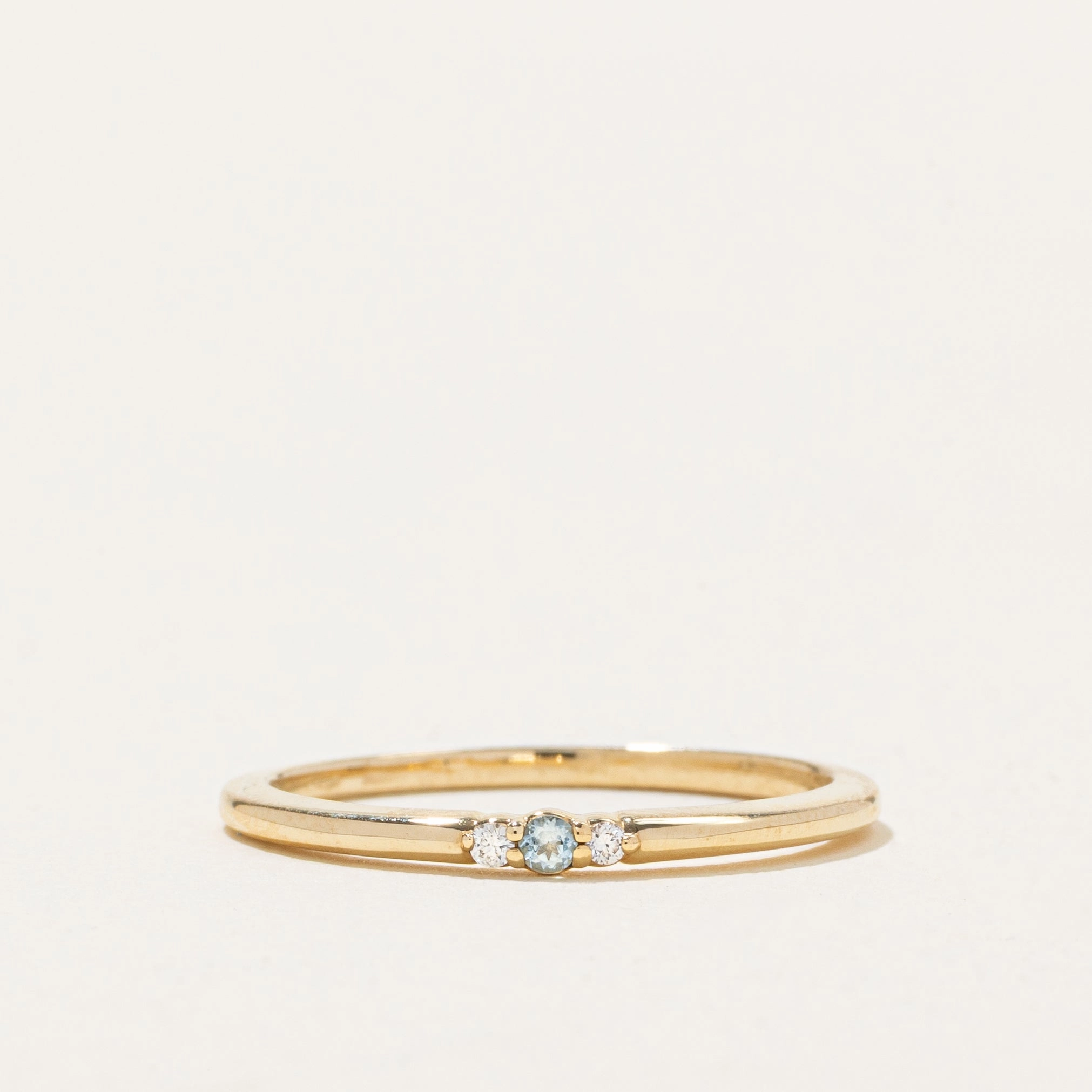 Bold Moment '100 Ways' Three-Stone Diamond & Aquamarine Ring | 0.006ctw, 0.004ct | SZ 7