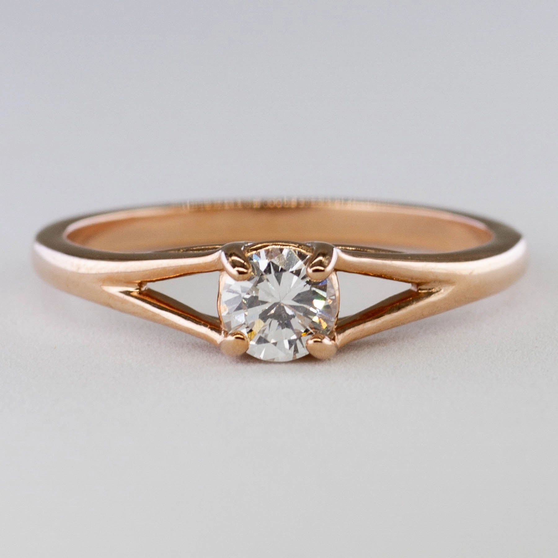 '100 Ways' Rose Gold Split Shank Solitaire Engagement Ring | 0.38ct | SZ 7 | Contemporary Style