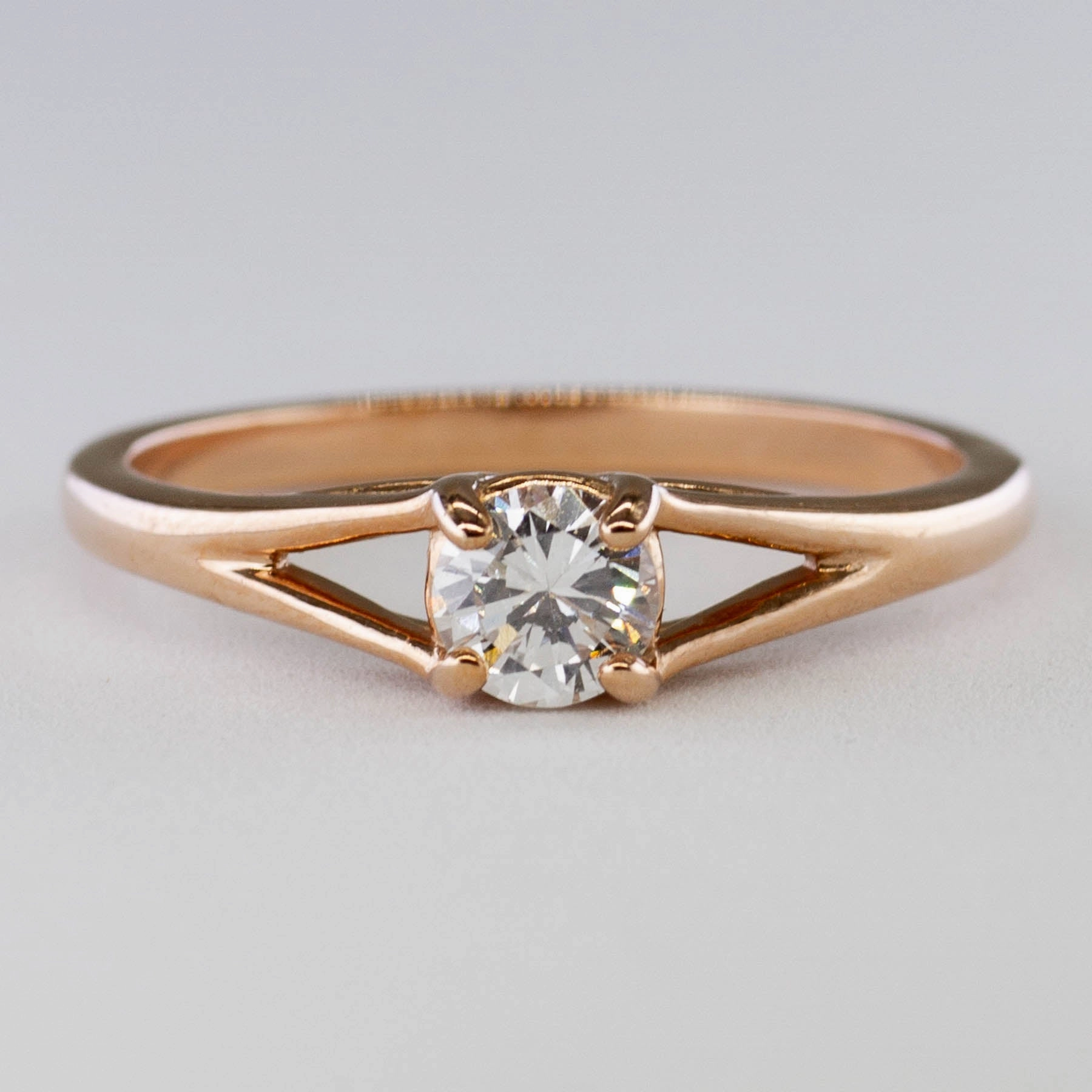 Chic Flash Street Ready '100 Ways' Rose Gold Split Shank Solitaire Engagement Ring | 0.38ct | SZ 7 |