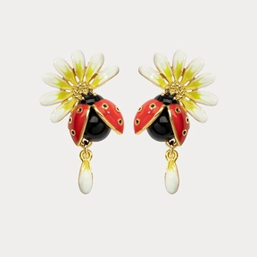Ladybug Daisy Earrings Secure Ornament Polished Adornment