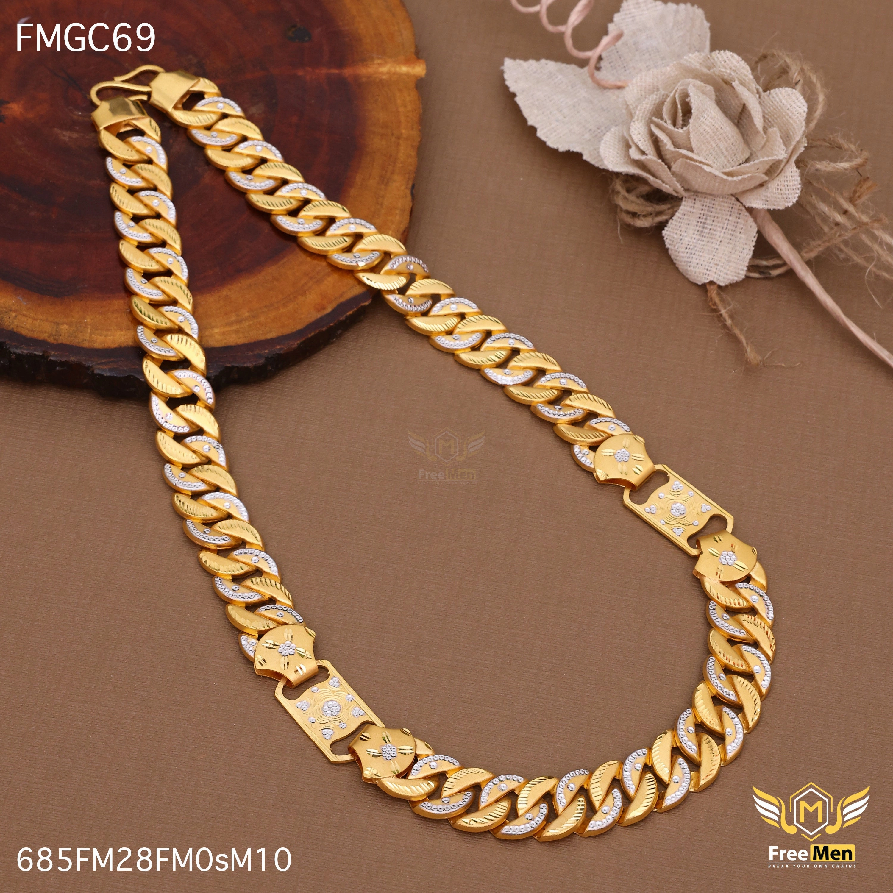 Perfect Layer Graceful Shape Freemen Nice Nawabi atta broad gold forming chain - FMGC69