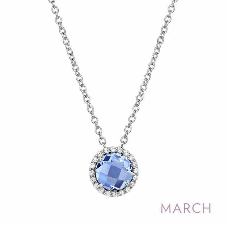 March Birthstone Necklace Textured Finish