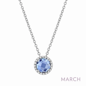 March Birthstone Necklace Textured Finish