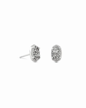 Kendra Scott Emilie Silver Stud Earrings in Platinum Drusy Exclusive Treasures