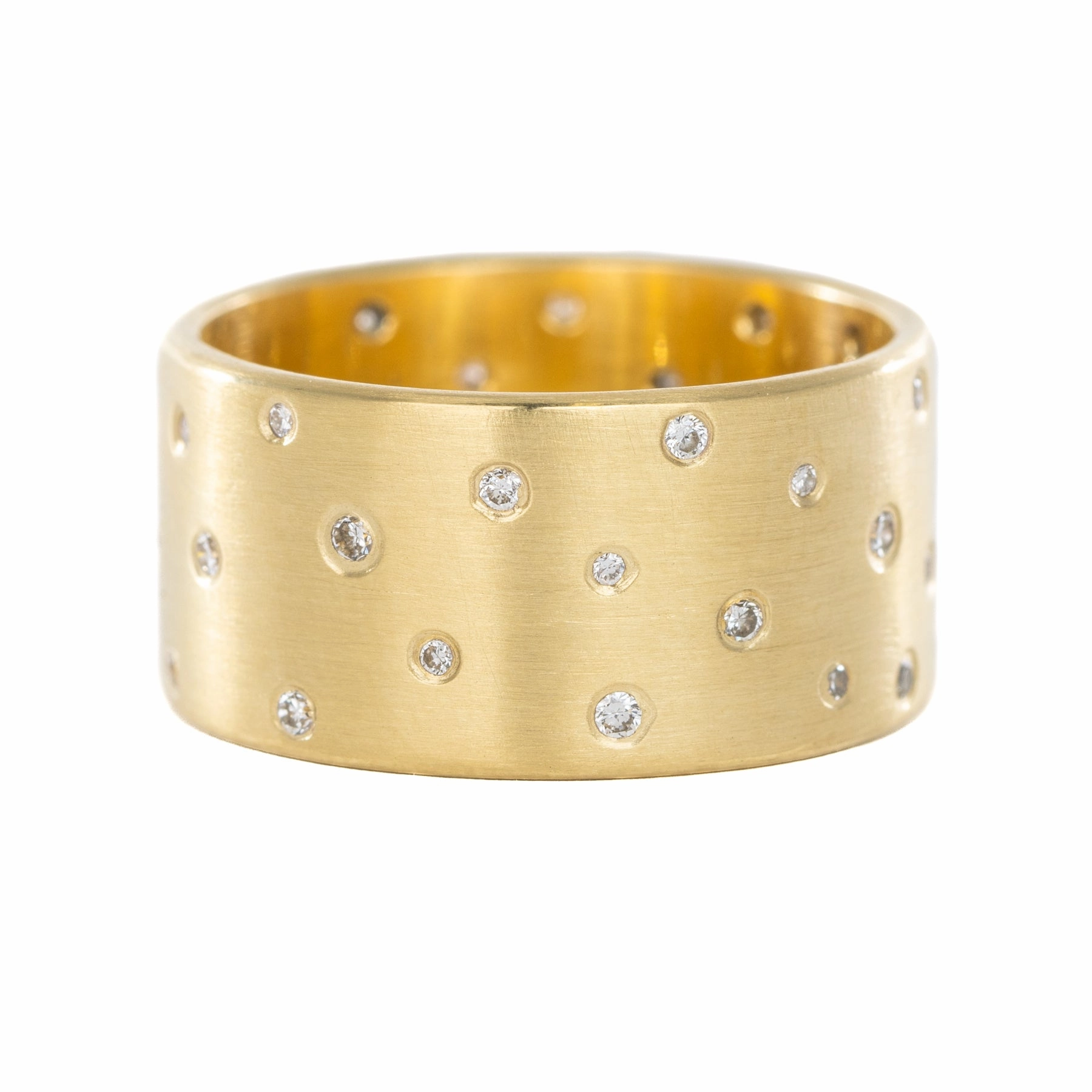 18ky Gold Scattered Diamond Band (Diamonds All The Way Around) - 4mm, 7mm, 10mm Cozy Layers Versatile Craft