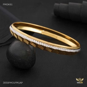 Dual Shade Shining Dot gold plated kada for Men FMGK61 Unique Radiance Sleek Glamour