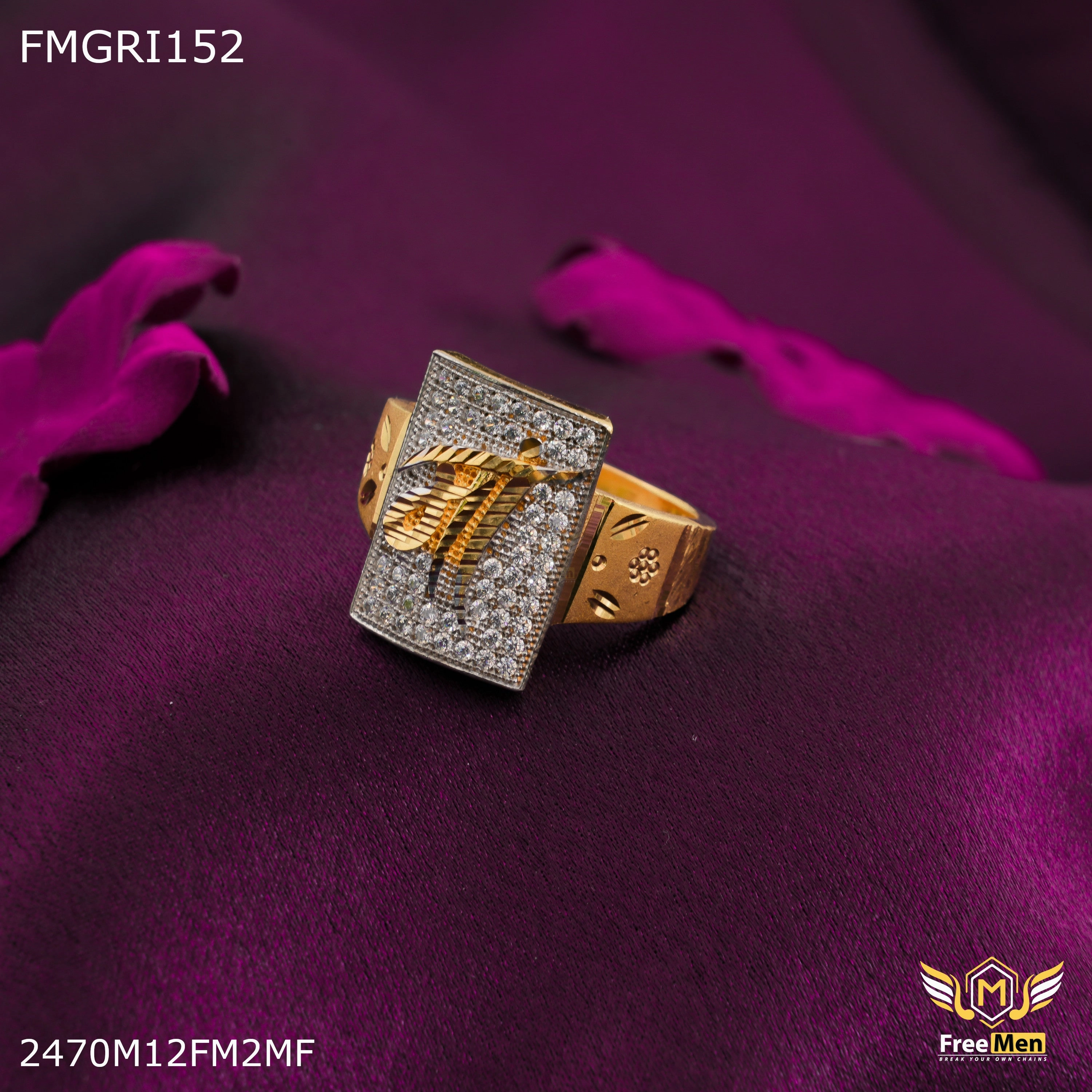 Freeme 1gm MAA with AD Gold plated ring for men - FMGRI152 Dramatic Flare