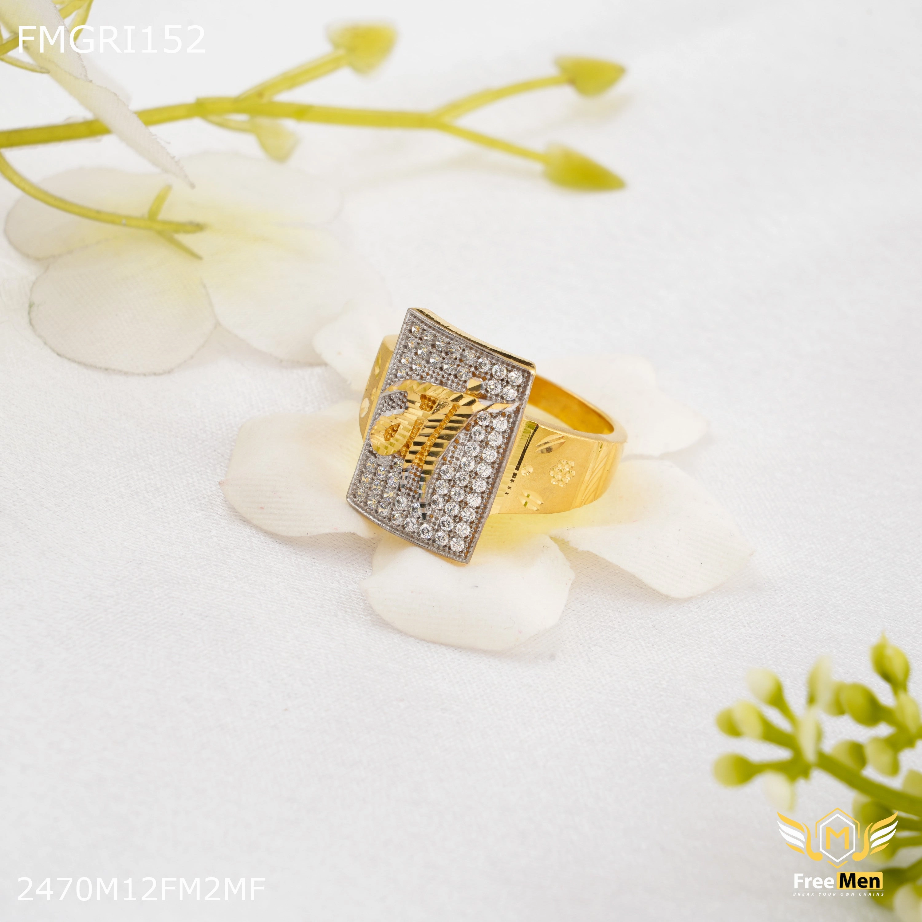 Freeme 1gm MAA with AD Gold plated ring for men - FMGRI152 Subtle Pop elegant curve