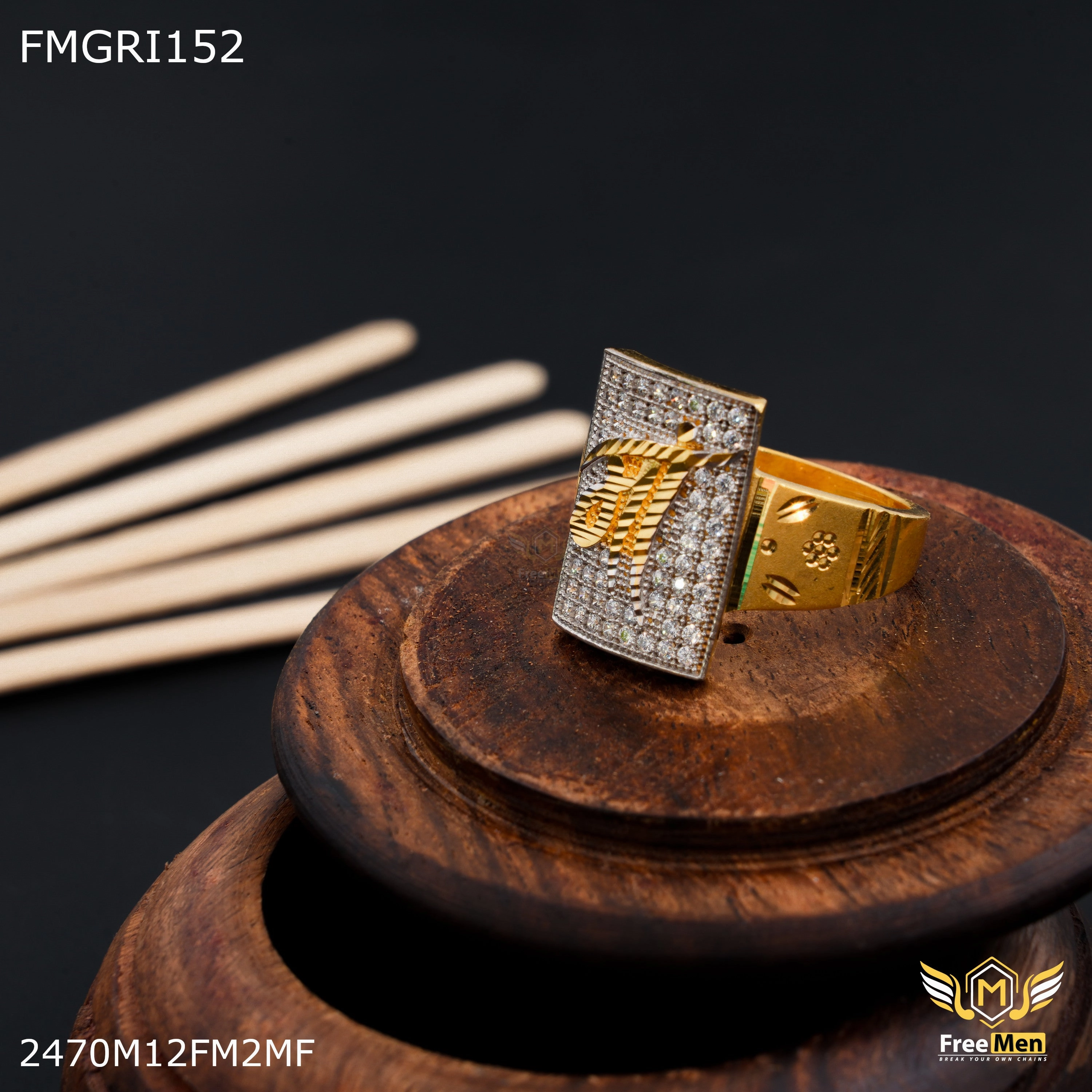 Urban Mood Unique Features Freeme 1gm MAA with AD Gold plated ring for men - FMGRI152