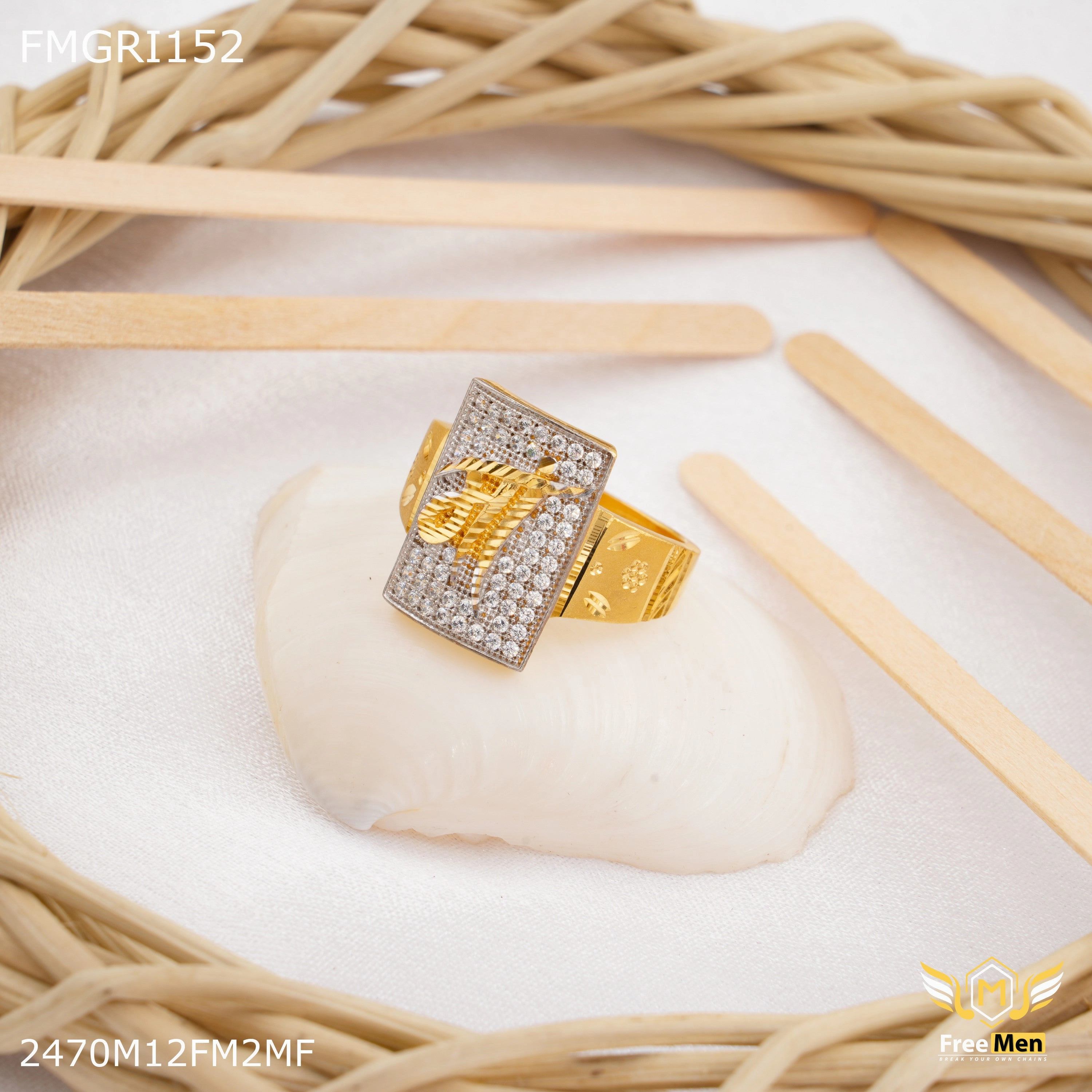 Shimmering Touch Freeme 1gm MAA with AD Gold plated ring for men - FMGRI152