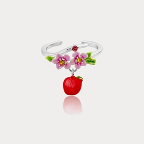 Silver Apple Ring Polished Accent Soft Sparkle