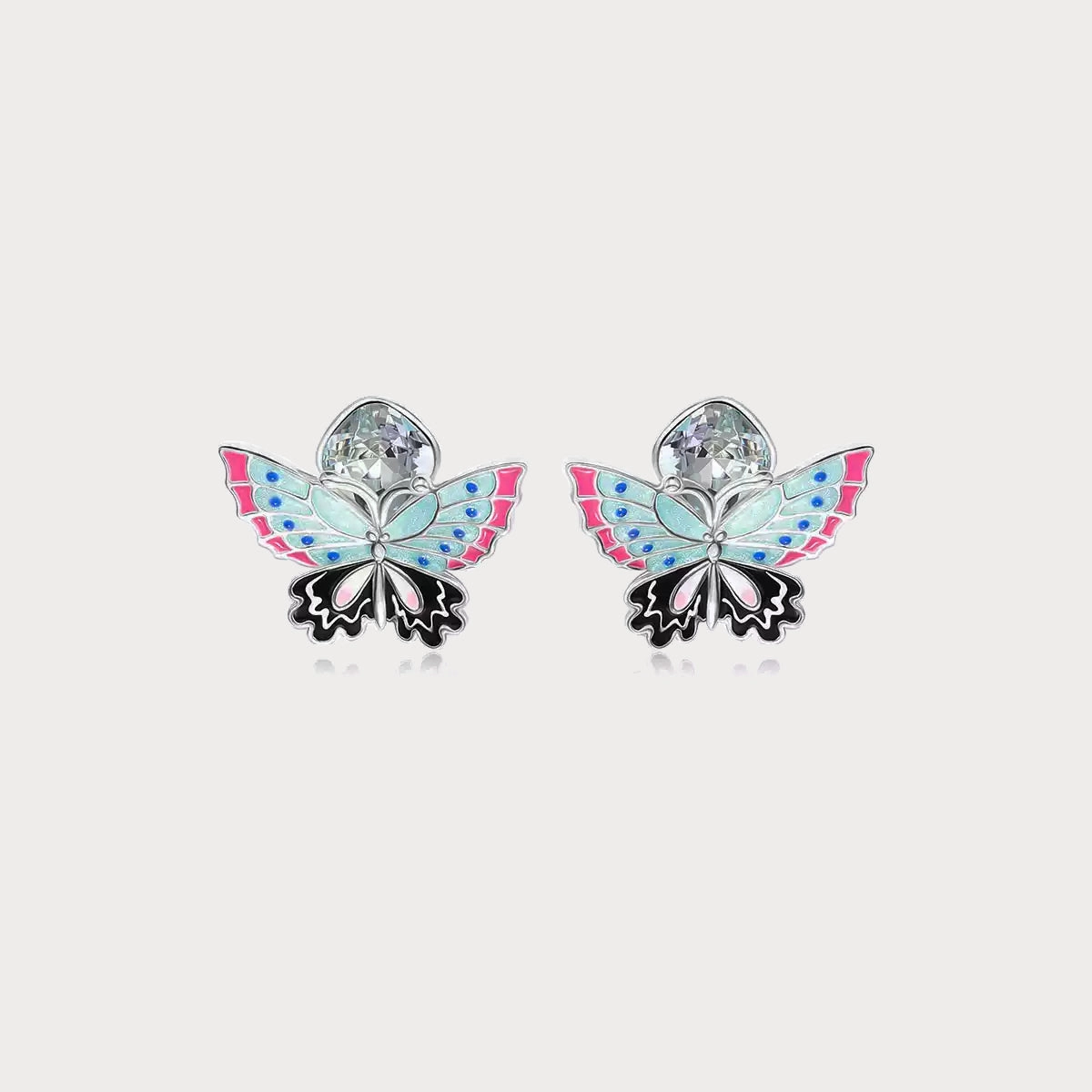 Simple Choice Shiny Must-Have Silver Butterfly Crystal Earrings