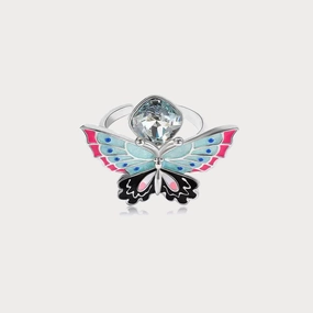 Refined Jewelry Quality Work Silver Butterfly Crystal Ring