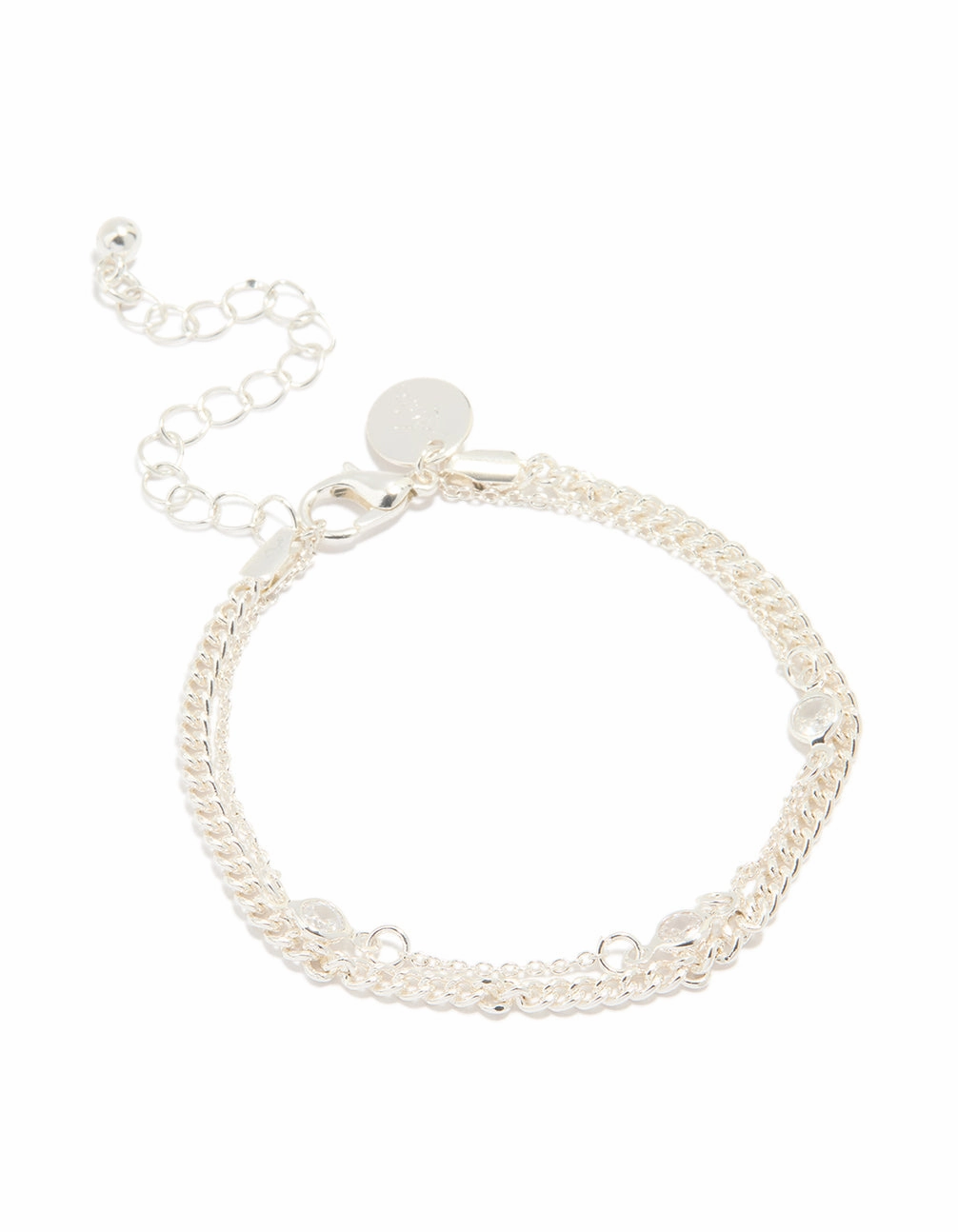 Luxurious Shine Charming Jewelry Shine Silver Plated Cubic Zirconia Layered Bracelet